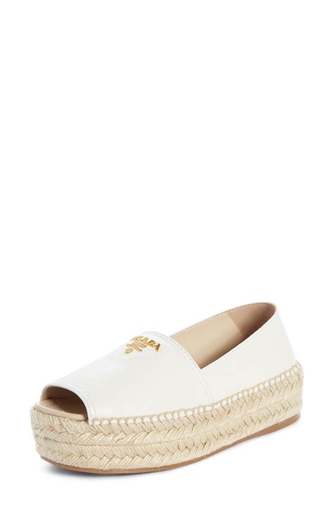 white prada espadrilles|prada peep toe espadrilles.